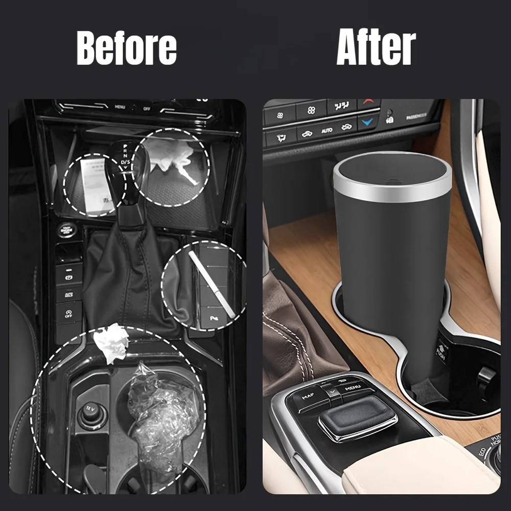 Waterproof Car Trash Can With Lid - سلة مهملات السيارة الصغيرة المدمجة المقاومة