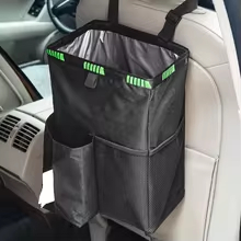Waterproof Car Trash Can With Lid - حقيبة قمامة سوداء مقاومة للماء للسيارة،