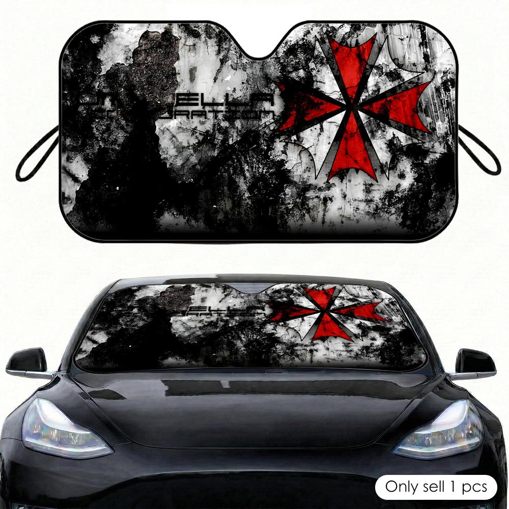 Car Sunshade Windshield Umbrella Foldable - مظلة سيارة بتصميم فيلم رعب، واقي