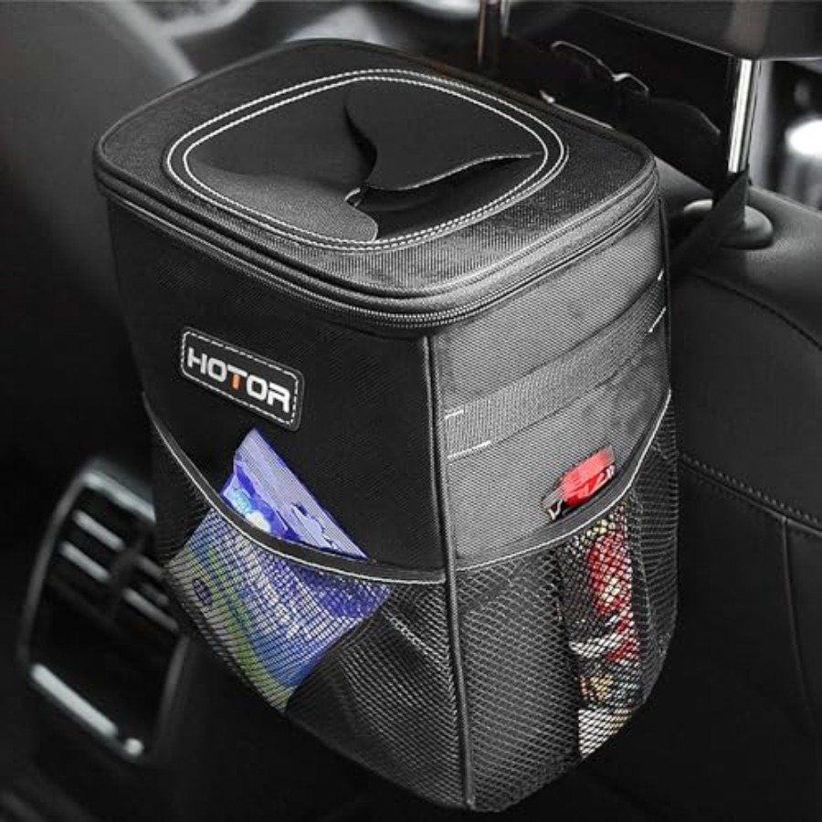 سلة مهملات للسيارة مع غطاء وجي - مراجعة Waterproof Car Trash Can With Lid وسعره