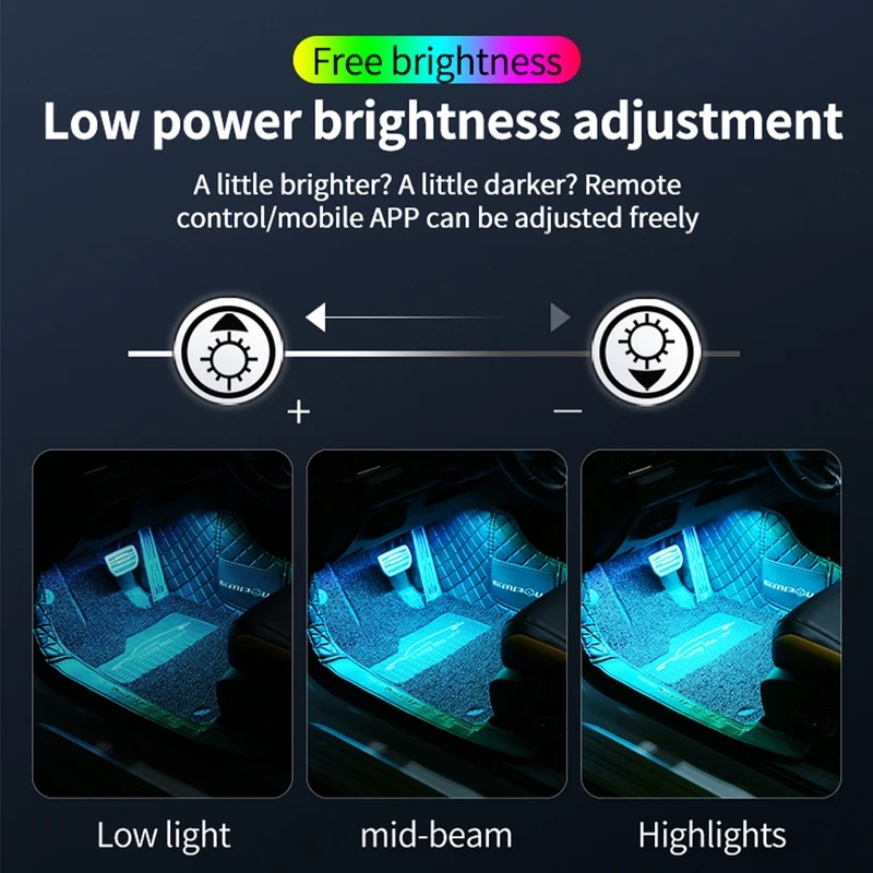 إضاءة داخلية للسيارة بتقنية ال - مراجعة Led Ambient Interior Car Lights App Control وسعره