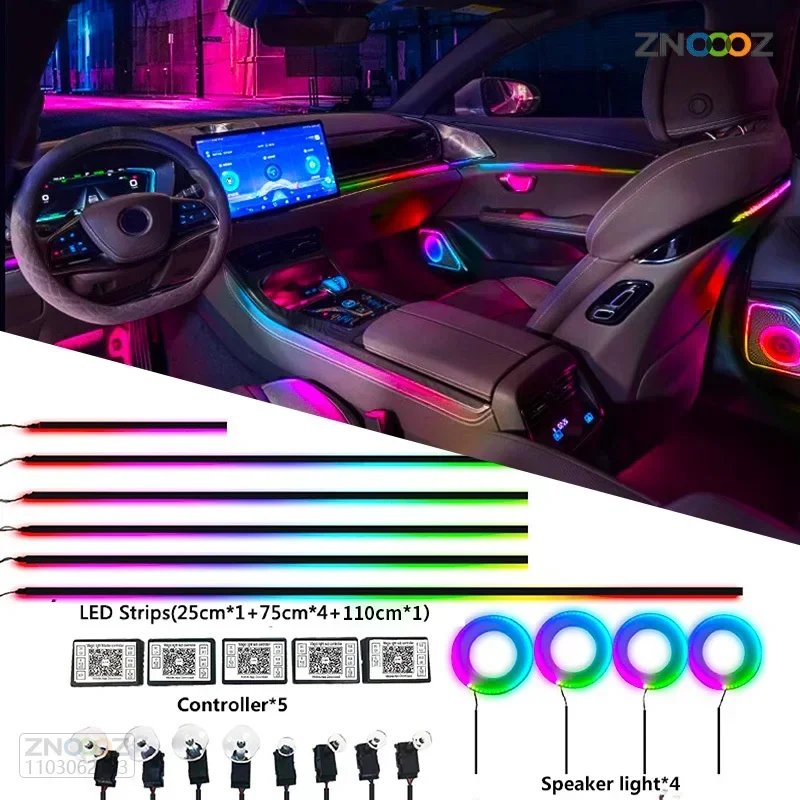 نيون سيارة الداخلية أضواء المح - مراجعة Led Ambient Interior Car Lights App Control وسعره