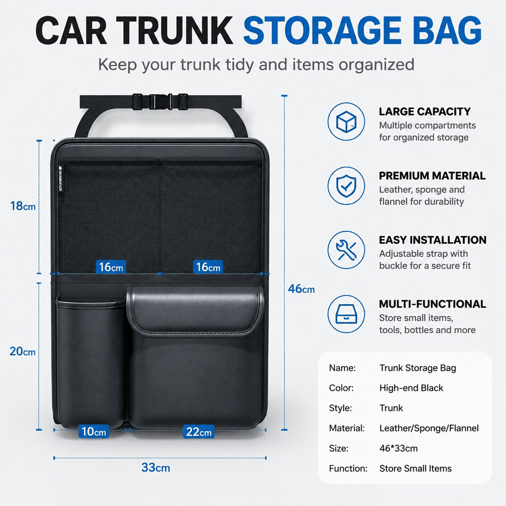 قطعة واحدة من منظم صندوق السيا - مراجعة Car Trunk Organizer Foldable Storage Box وسعره
